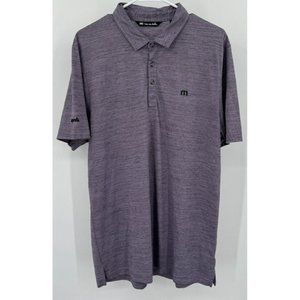 Travis Mathew Polo Purple‎ Striped Men’s Sz L Shirt Embroidered